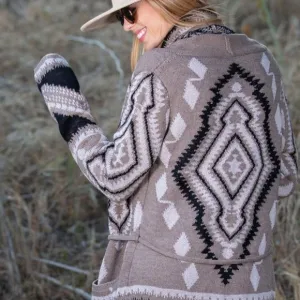 New Native Tribal Boho Western Ski Montana Cardigan Sweater