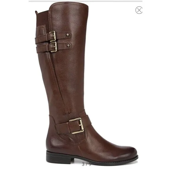 New Naturalizer Jessie Knee High Tall Brown Leather Riding Boots 5 M Wide Calf