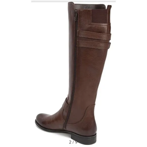 New Naturalizer Jessie Knee High Tall Brown Leather Riding Boots 5 M Wide Calf