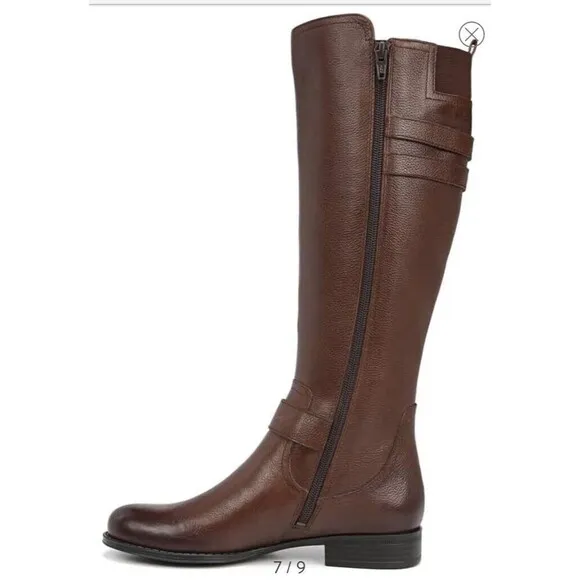 New Naturalizer Jessie Knee High Tall Brown Leather Riding Boots 5 M Wide Calf