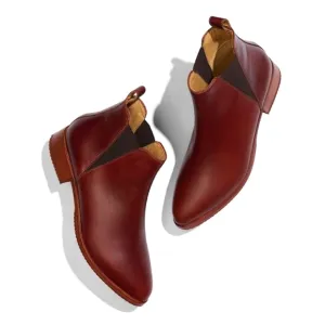 New Nisolo Eva Everyday Leather Chelsea Ankle Boot - Auburn - Size 9