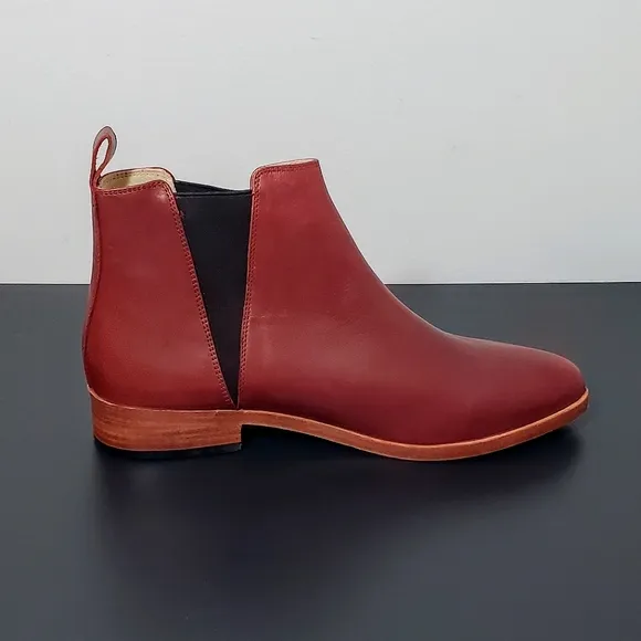 New Nisolo Eva Everyday Leather Chelsea Ankle Boot - Auburn - Size 9