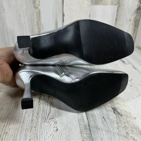 NEW Open Edit Hesper Silver Faux Leather High Heel Ankle Boots #104
