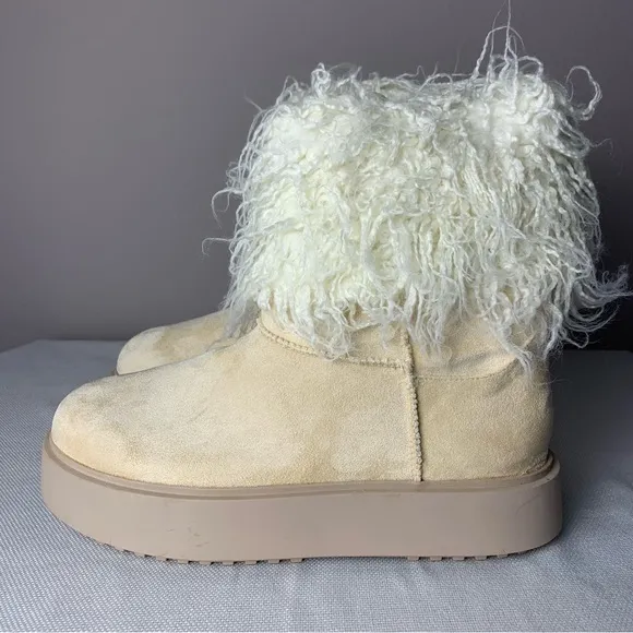 *NEW* PLT Women's Cream Fur-Lined Boots Size US 8 EU 39 UK 6