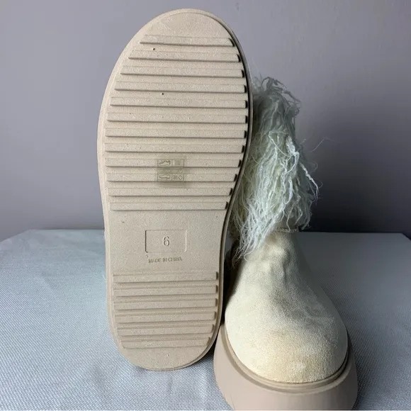 *NEW* PLT Women's Cream Fur-Lined Boots Size US 8 EU 39 UK 6