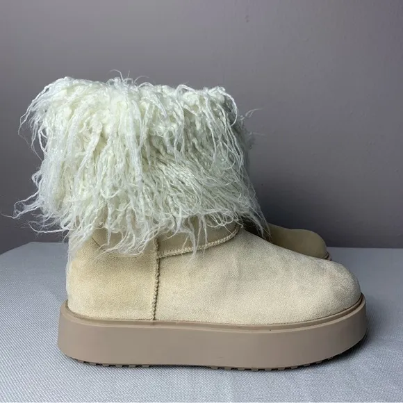 *NEW* PLT Women's Cream Fur-Lined Boots Size US 8 EU 39 UK 6
