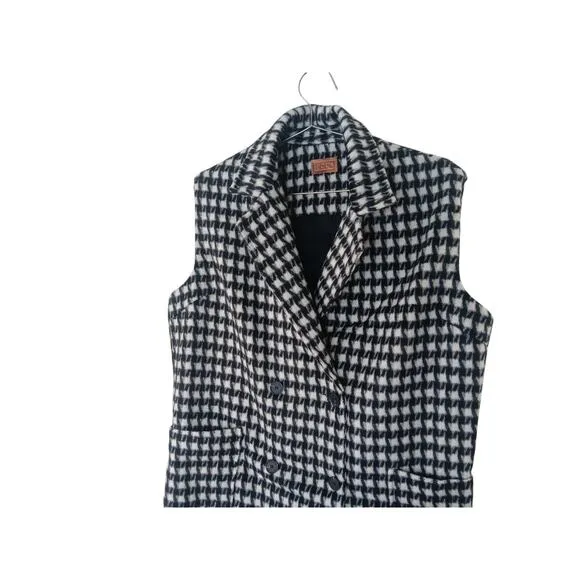 New POL Houndstooth Oversized Soft Fleece Longline Coat SZ M