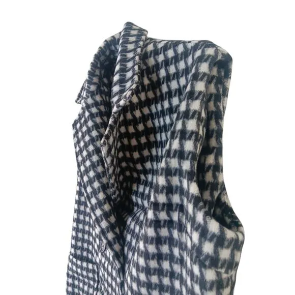 New POL Houndstooth Oversized Soft Fleece Longline Coat SZ M