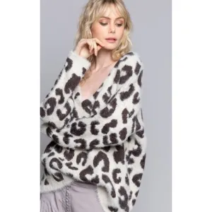 NEW POL Leopard Mohair Sweater