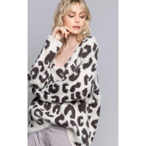 NEW POL Leopard Mohair Sweater