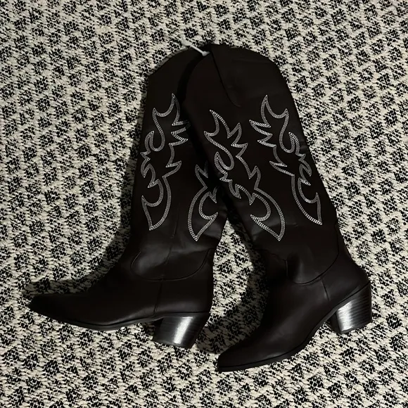 New Princess Polly Billini Urson Western Cowgirl Faux Leather Boots Size 8
