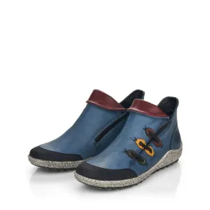 New Rieker Z7582 Liv Stylish Blue Ankle Boots with Unique Design Sz41