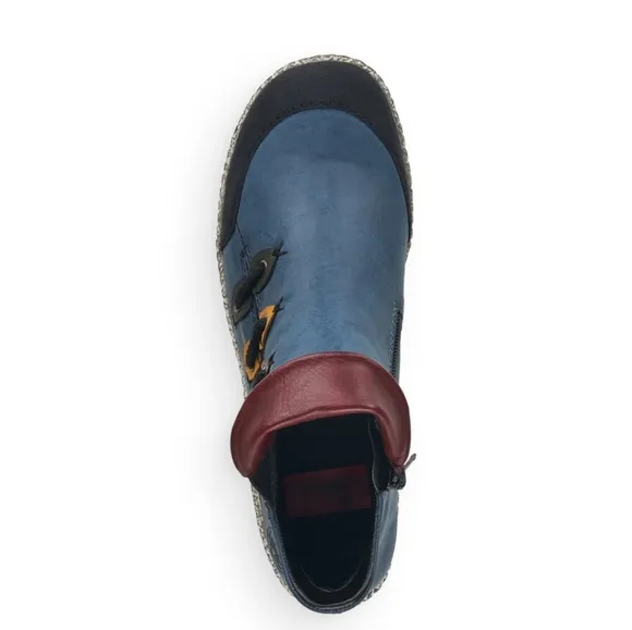New Rieker Z7582 Liv Stylish Blue Ankle Boots with Unique Design Sz41
