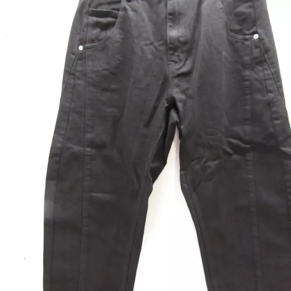 NEW ROUCHA Womens Delvaux Denim Barrel Crop Jeans Size Short Medium 34x25 Black