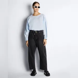 NEW ROUCHA Womens Delvaux Denim Barrel Crop Jeans Size Short Medium 34x25 Black