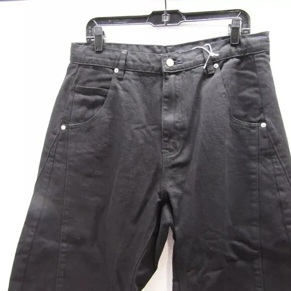 NEW ROUCHA Womens Delvaux Denim Barrel Crop Jeans Size Short Medium 34x25 Black