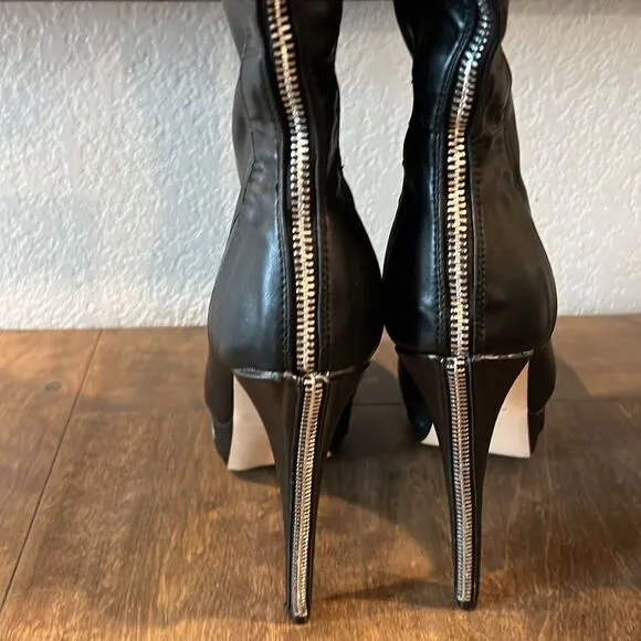 New Rumbidzo Thigh High Boots Faux Leather Stiletto Platform Back Full Zipper