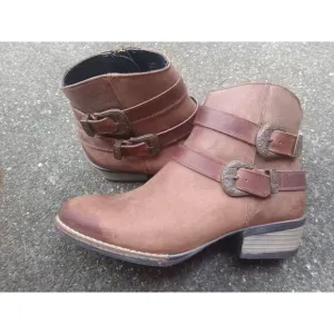 NEW‎ Rustic Leather Sterling River Short Cowboy Booties  9