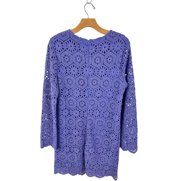NEW Samsoe Samsoe Bettina Crochet Long Sleeve Dress in Iris Bloom Purple Size M
