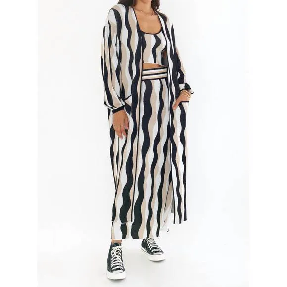 NEW SHOW ME YOUR MUMU out and about cardi in squiggle stripe knit