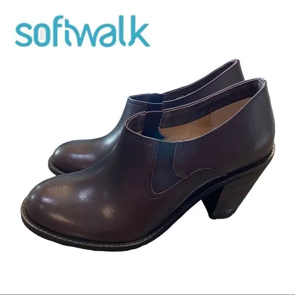 NEW SoftWalk &quot;Fargo&quot; Women's Dark Brown Leather Ankle Boots Booties 6.5 6.5N