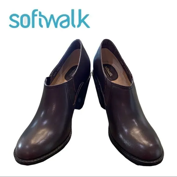 NEW SoftWalk &quot;Fargo&quot; Women's Dark Brown Leather Ankle Boots Booties 6.5 6.5N