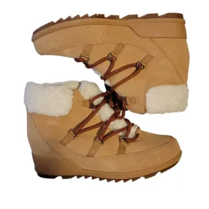 NEW Sorel Evie Cozy Boots Womens 11 Neutral Suede Warm Faux Fur City Chic