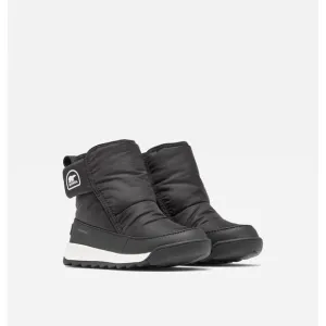 NEW SOREL kid's whitney ii plus boots in black / sea salt