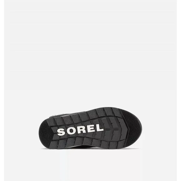 NEW SOREL kid's whitney ii plus boots in black / sea salt