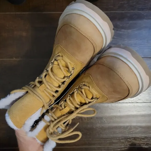 NEW Sorel Lennox Lace Cozy Boots Womens 11 Faux Fur Boho Suede Outdoors Cozy
