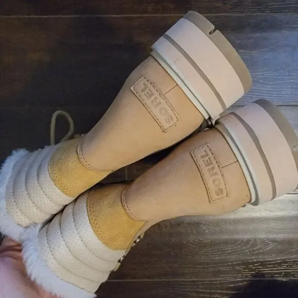 NEW Sorel Lennox Lace Cozy Boots Womens 11 Faux Fur Boho Suede Outdoors Cozy