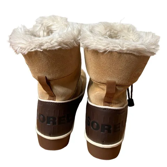 NEW Sorel Womens 4 Tivoli SUEDE WINTER Snow Boots Faux Fur Lining Lace Up Brown