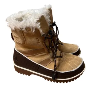 NEW Sorel Womens 4 Tivoli SUEDE WINTER Snow Boots Faux Fur Lining Lace Up Brown