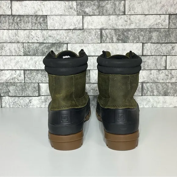 New Sperry Brewster Mens 10 Olive Leather Waterproof Boots