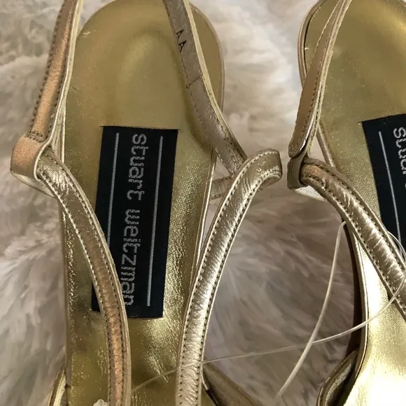 NEW STUART WEITZMAN  Gold Slingback Heels