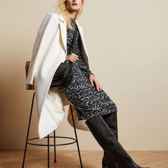 NEW TED BAKER Liniee Bodycon Animal Print Knit Dress Long Sleeves Ted Size 2