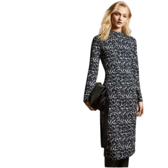 NEW TED BAKER Liniee Bodycon Animal Print Knit Dress Long Sleeves Ted Size 2