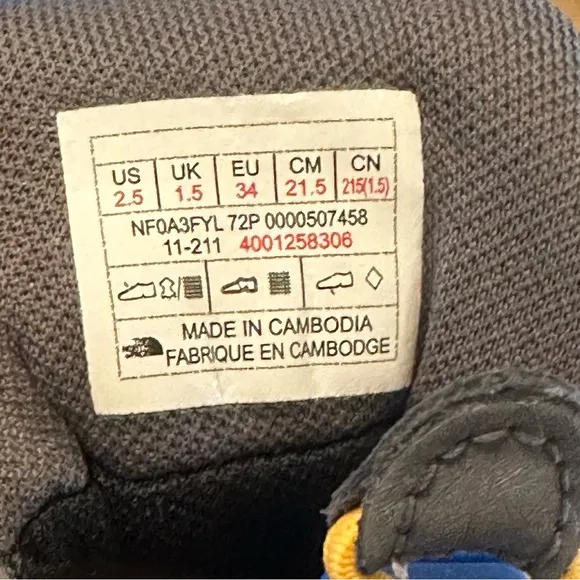 NEW -THE NORTH FACE unisex-child Hedgehog Hiker Ii Waterproof (Big Kid) SIZE 2.5