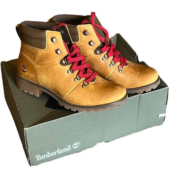 NEW Timberland Womens 9.5M Ellendale MID HIKER LACE UP BOOTS Leather Wheat Brown