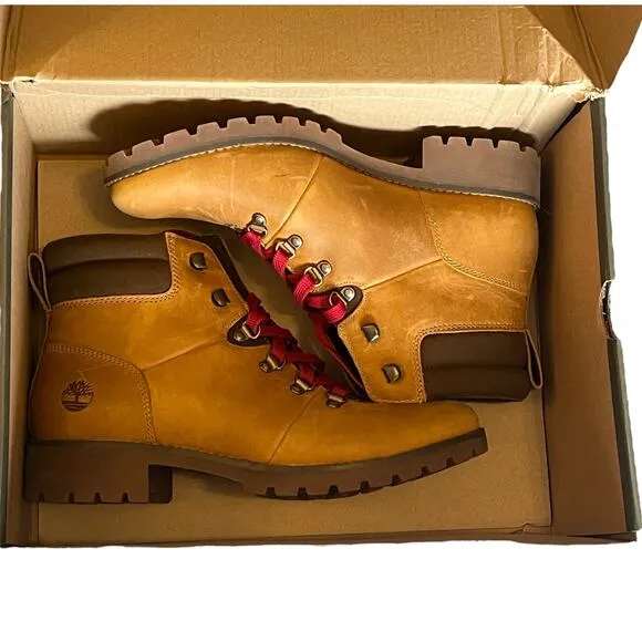 NEW Timberland Womens 9.5M Ellendale MID HIKER LACE UP BOOTS Leather Wheat Brown