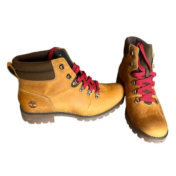 NEW Timberland Womens 9.5M Ellendale MID HIKER LACE UP BOOTS Leather Wheat Brown