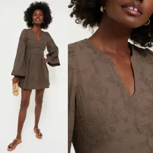 NEW Tuckernuck Hyacinth House Brown Becca Bell-Sleeved Mini Dress Size S