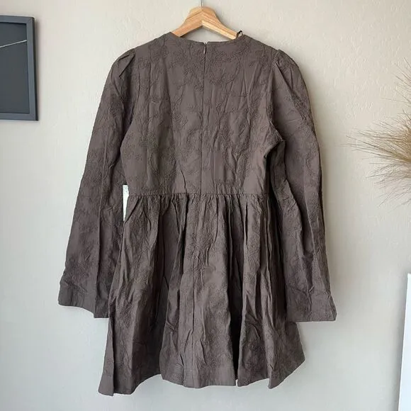 NEW Tuckernuck Hyacinth House Brown Becca Bell-Sleeved Mini Dress Size S