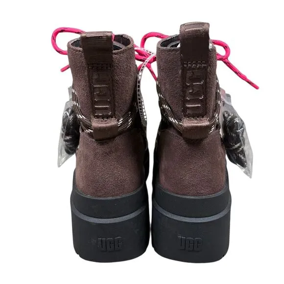 NEW UGG Brisbane Lace-up Suede Boots Women's 10 Platform Chocolate Brown Hiking