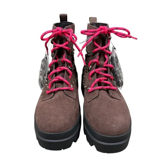 NEW UGG Brisbane Lace-up Suede Boots Women's 10 Platform Chocolate Brown Hiking