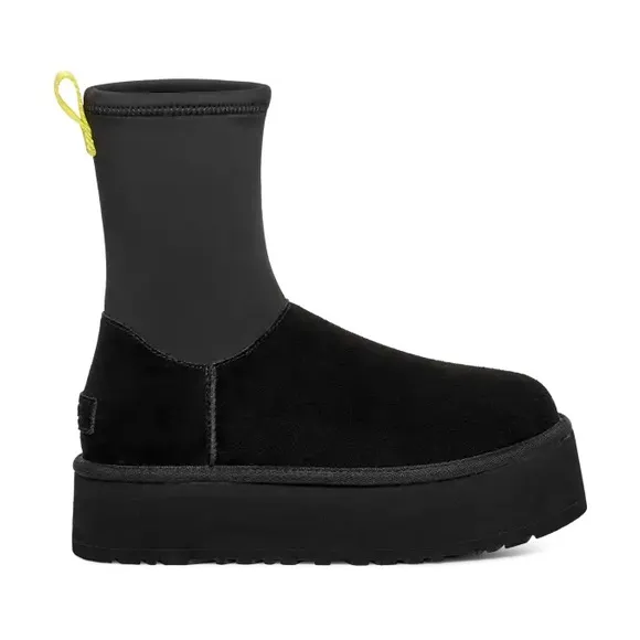 NEW UGG Classic Dipper Black Platform Wool Plush Boots Women’s Size 10 EVA Suede