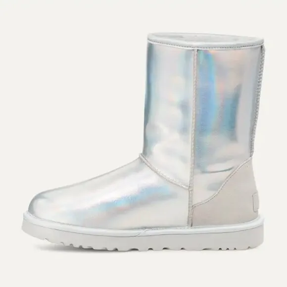 NEW UGG Classic Short Iridescent Boots glacier grey for women 668tn