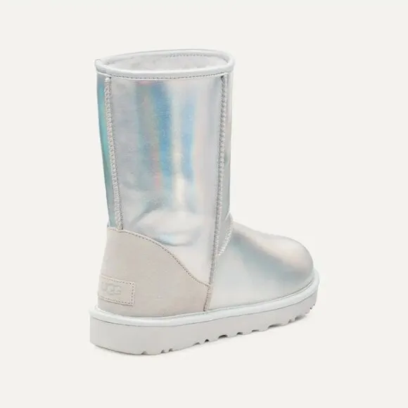 NEW UGG Classic Short Iridescent Boots glacier grey for women 668tn