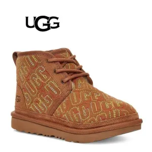 NEW UGG Kids Neumel II Graphic Stitch Chukka Boots, Chestnut