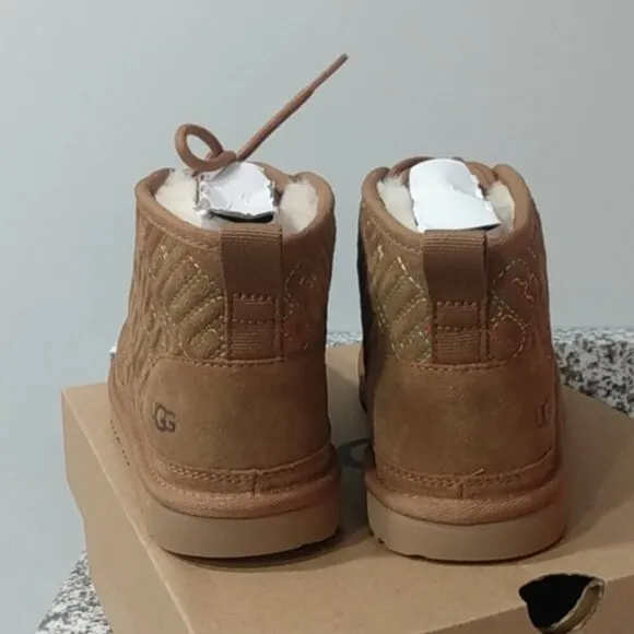 NEW UGG Kids Neumel II Graphic Stitch Chukka Boots, Chestnut